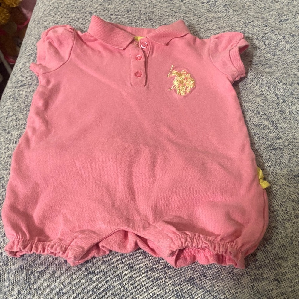 Pink polo outfit , 3 months . Really cute with ruffle on booty